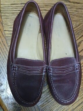 Sebago Burgundy/brown Leather Penny/driving Loafers,sz6